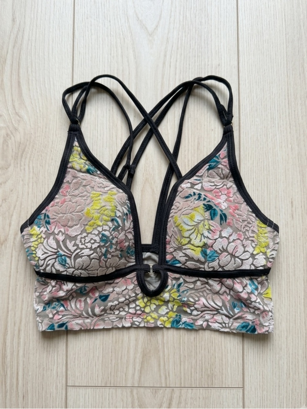 VS Floral Lace Bralette with Black Trim
